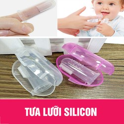 Bàn chải rơ lưỡi Silicon kèm hộp cho bé