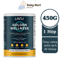 [Date T11/25]Sữa non kết hợp mật ong Manuka cao cấp LAZU GOLDEN WELLESS nhập khẩu New Zealand hộp 450g