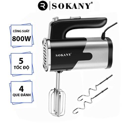 Máy đánh trứng, bột cầm tay SOKANY 800W có 5 tốc độ cực nhanh nhuyễn [HÀNG CHÍNH HÃNG - BẢO HÀNH 1 NĂM]