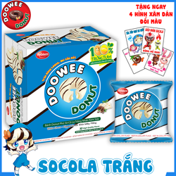 Bánh Doowee Donut Phủ Sôcôla Trắng Nhân Kem Sữa (Hộp 10 cái)