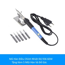 Mỏ Hàn Điều Chỉnh Nhiệt Độ 936 Tặng Kèm 5 Mũi Hàn Và Đế Gác