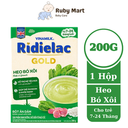[ Date T8/25 ]Bột Ăn Dặm Ridielac Gold Heo Bó Xôi - Hộp Giấy 200g