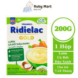 [ Date T8/25 ]Bột Ăn Dặm Ridielac Gold Lươn Cà Rốt Đậu Xanh - Hộp Giấy 200g