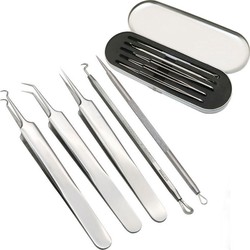 [Spa] Hộp 5 món bộ dụng cụ lấy mụn, dụng cụ nặn mụn siêu đẹp chất liệu inox không gỉ