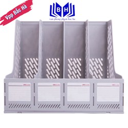 Giá Đựng tư liệu DeLi 4 ngăn/File 4 ngăn deli 9846 - Nhựa PP - màu Ghi Xám E9846