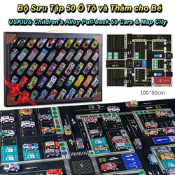 Bộ Sưu Tập 50 Ô Tô và Thảm cho Bé USKIDS Children's Alloy Pull-back 50 Cars & Map City - Home and Garden