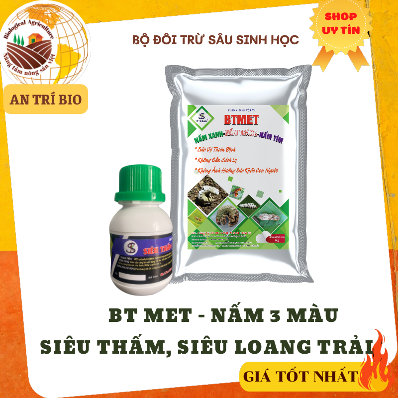 Hình ảnh Bộ đôi trừ sâu: BT MET (gói 1kg) + Siêu Thấm, Siêu Loang Trải (chai 50ml) - Trừ côn trùng, sâu, rầu hại cây trồng