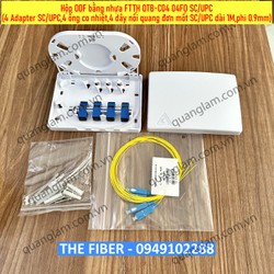 Hộp ODF bằng nhựa FTTH OTB-C04 04FO SC/UPC (4 Adapter SC/UPC,4 ống co nhiệt,4 dây nối quang đơn mốt SC/UPC dài 1M)