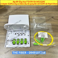 Hộp ODF bằng nhựa FTTH OTB-C04 04FO SC/APC (4 Adapter SC/APC,4 ống co nhiệt,4 dây nối quang đơn mốt SC/APC dài 1M)