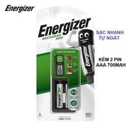 Bộ sạc pin AA AAA 2 cổng Energizer kèm 2 pin AAA 700mAh Sạc nhanh Tự ngắt Có đèn báo khi đầy