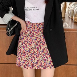 [ CẬP NHẬT SIZE : S ] Chân Váy Chữ A In Họa Tiết Hoa, váy công sở 2 lớp. Chân Váy Hoa Lưng Cao Phong Cách Retro