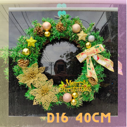 Vòng Nguyệt Quế Giáng Sinh Có Đèn, Vòng hoa Noel D16 40CM Trang Trí Noel