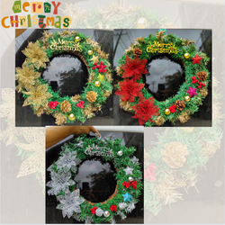 Vòng Nguyệt Quế Giáng Sinh Có Đèn, Vòng hoa Noel D15 40CM Trang Trí Noel