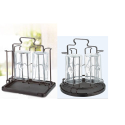 Khay giá úp ly cốc tròn chữ nhật sơn tĩnh điện kèm bộ khay hứng nước cao cấp tiện dụng