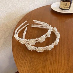 Băng đô cài tóc hoa hồng trắng phong cách HQ