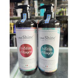 Cặp Dầu Gội Xả Mềm Mượt Biotin Collagen Label Shine 750ml x2