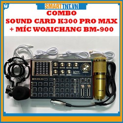 Combo sound card âm thanh K300 Pro Max kèm míc thu âm woaichang BM900 mới