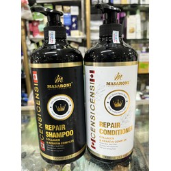 Cặp Dầu Gội Xả Phục Hồi Siêu Mượt Marsaroni Censi Repair Shampoo 1200ml x2