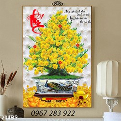 Tranh hoa mai vàng phú quý trang trí tường