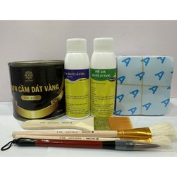 Combo dát vàng Sơn Cầm gồm 1000 lá vàng Nhật - Dát vàng đồ thờ cúng tam sự, ngũ sự, bàn thờ, án gian, sập gỗ, tủ chè, hoành phi - câu đối và các loại tượng Phật, tượng Mẫu