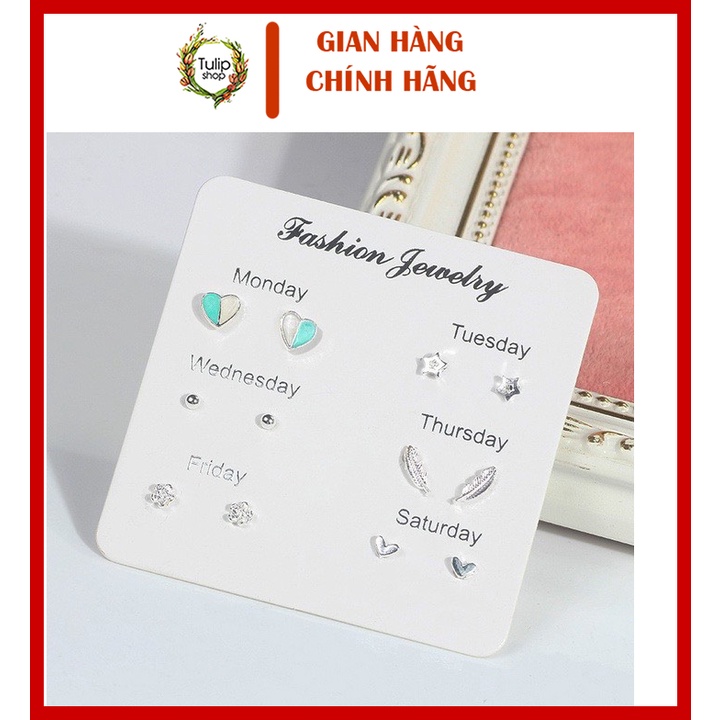 Hình ảnh Cam kết Set 7 khuyên tai mini các ngày trong tuần cực xinh