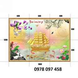 Tranh thuyền vàng in trên gạch men