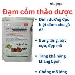 Bung lông, đẹp mã, kích mào 1kg đạm cốm thảo dược cho gà đá