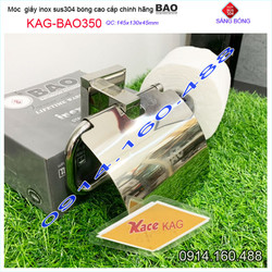 Hộp đựng giấy vệ sinh Inox Bảo KAG-BAO350, Móc giấy toilet SUS304 inox đế dập khuôn vuông cao cấp thiết kế tuyệt đẹp