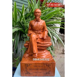Tượng bác hồ bằng gỗ hương đá kt 30 14 14cm