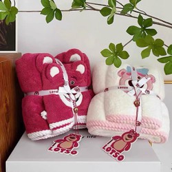 (Sét 2) khăn tắm + khăn mặt gấu hồng LOTSO