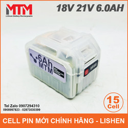 Pin chân phổ thông 18V 21V 6.0Ah 15 cell mạch 80A – vỏ trong suốt
