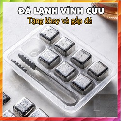 Đá Không Tan Inox Vỉ 8 Viên Tặng Kèm Kẹp Gắp Đá Cao Cấp
