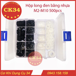 Hộp 500 chiếc long đen phẳng bằng nhựa nhiều kích cỡ từ M2-M10 tiện dụng