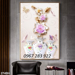 Tranh bình gốm 3d chất liệu gạch men phủ UV