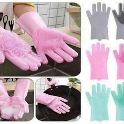 Găng tay rửa chén silicon có gai - lau chùi vệ sinh tắm thú cưng đa năng