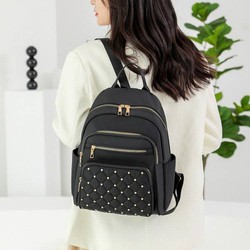 Balo, cặp xách nam nữ vải dù đính đinh cá tính thời trang phù hợp mọi lứa tuổi ngăn rộng sang tọng DD28