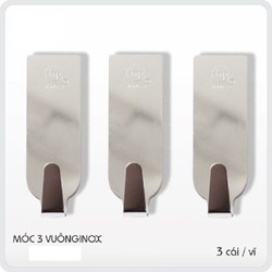 Bộ 3 móc dán tường vuông inox xịn siêu chắc