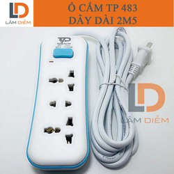 Ổ cắm điện dây dài 2m5 công suất 2500W có công tắc TP 483