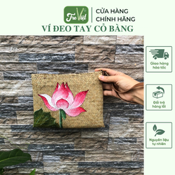 Ví Cầm Tay Cỏ Bàng Vẽ Sen đẹp - Ví đeo tay