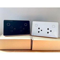 Ổ cắm thông minh đôi âm tường Tuya Viền Vàng Cao Cấp Zigbee / Wifi