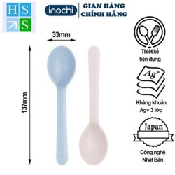Set 02 thìa ăn cho bé Amori Inochi muỗng ăn dặm nhựa cao cấp thìa tập ăn trẻ em kháng khuẩn Ag+ - Gia dụng Phước Hòa