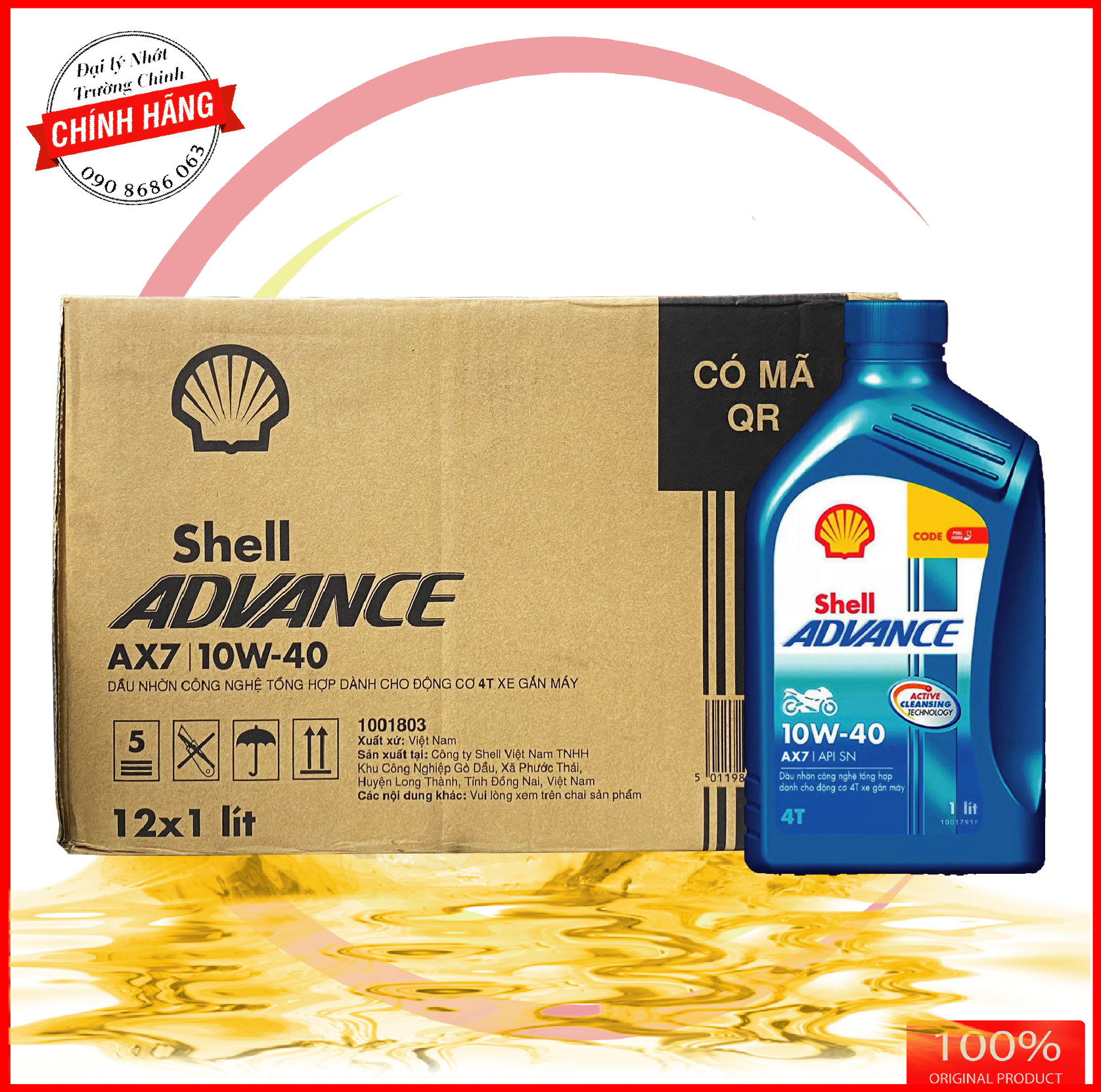 Shell Advance Synthetic Based 4T AX7 10W40  dành cho xe số (Mã SP: SHELL AX7 Synthetic Based)