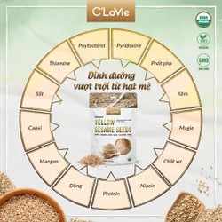 Hạt mè vàng hữu cơ C'lavie 200g dùng làm muối mè,sữa bánh thơm ngon - NMOFF