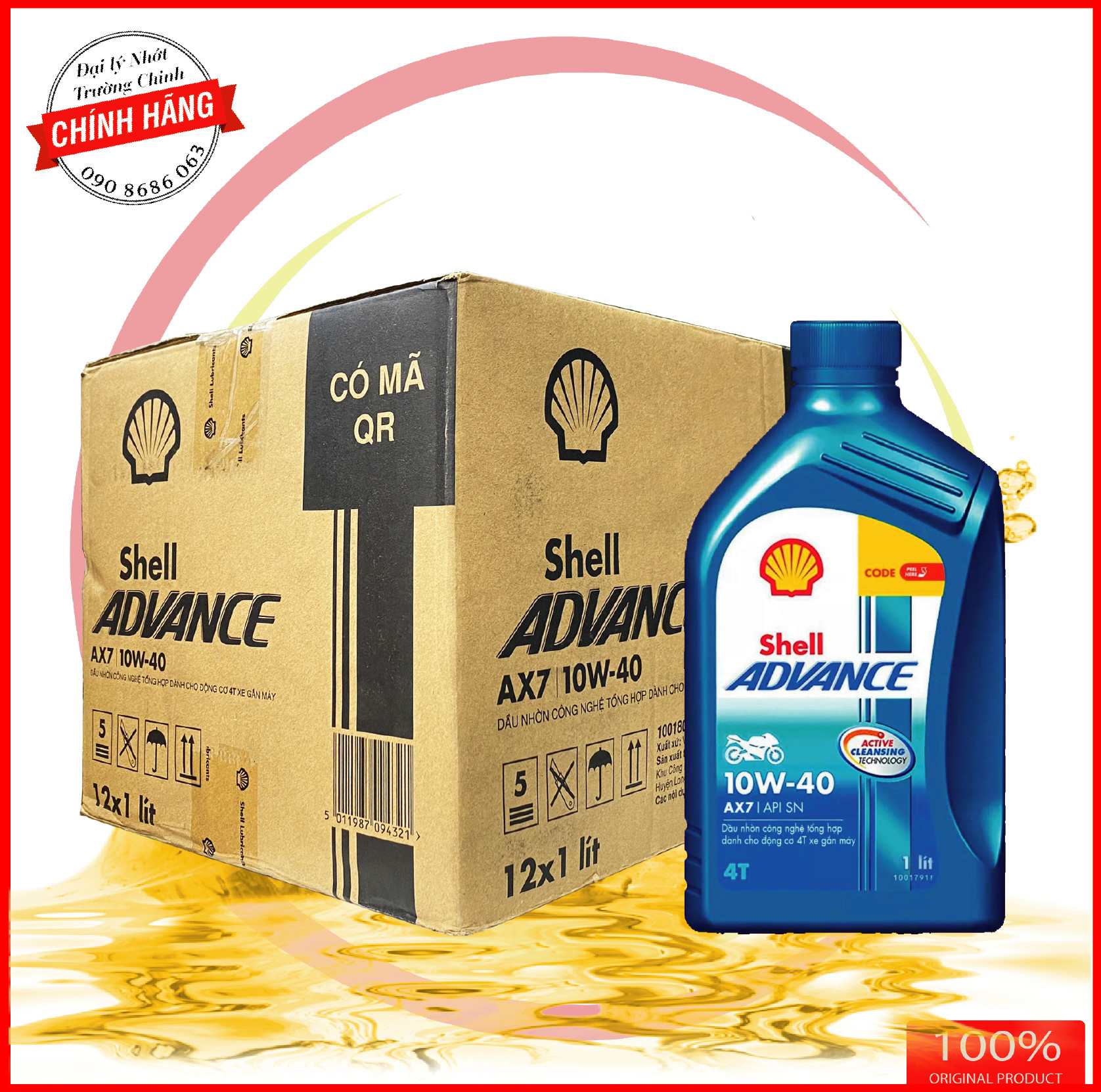 Shell Advance Synthetic Based 4T AX7 10W40  dành cho xe số (Mã SP: SHELL AX7 Synthetic Based)