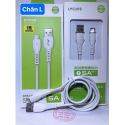 Chân L- Dây sạc nhanh Lecun BT-10 dòng điện 5A chân cắm L, Hàng Chính Hãng bảo hành 12 tháng