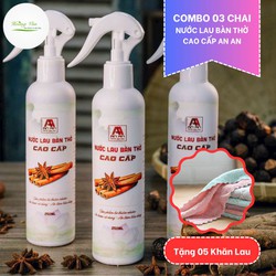 [Tặng 05 khăn lau] 03 Chai Nước lau bàn thờ cao cấp An An - Chai 250ml hương Quế