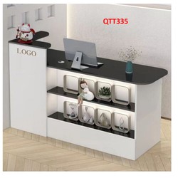 Quầy lễ tân, thu ngân công ty, bàn dịch vụ thương mại đơn giản và hiện đại QTT335 - Nội thất lắp ráp Viễn Đông Adv