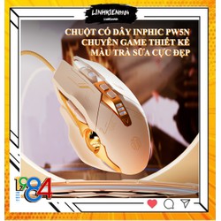 Chuột có dây INPHIC PW5N chuyên game thiết kế màu trà sữa mới lạ có đèn led RGB với tốc độ chuột lên đến 4000DPI
