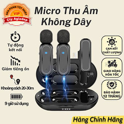 Mic thu âm livestream video K61 Micro thu âm không dây cài áo, cầm tay,khử tiếng ồn tối đa khoảng cách thu âm 20m