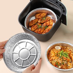 Set 10 Khay Giấy Bạc Lót Nồi Chiên Không Dầu, Lò Nướng - Khuôn Đĩa Nhôm Đựng Thức Ăn, Thực Phẩm 19 cm